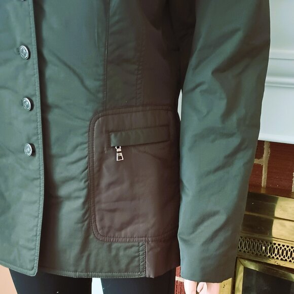 Ma Cherie Women's Army Green Blazer 7 Front Zip Pockets Lined 5 Button Front - Picture 3 of 7